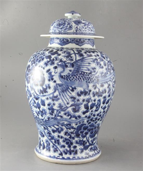 A Chinese blue and white baluster vase, Kangxi period, 41.5cm